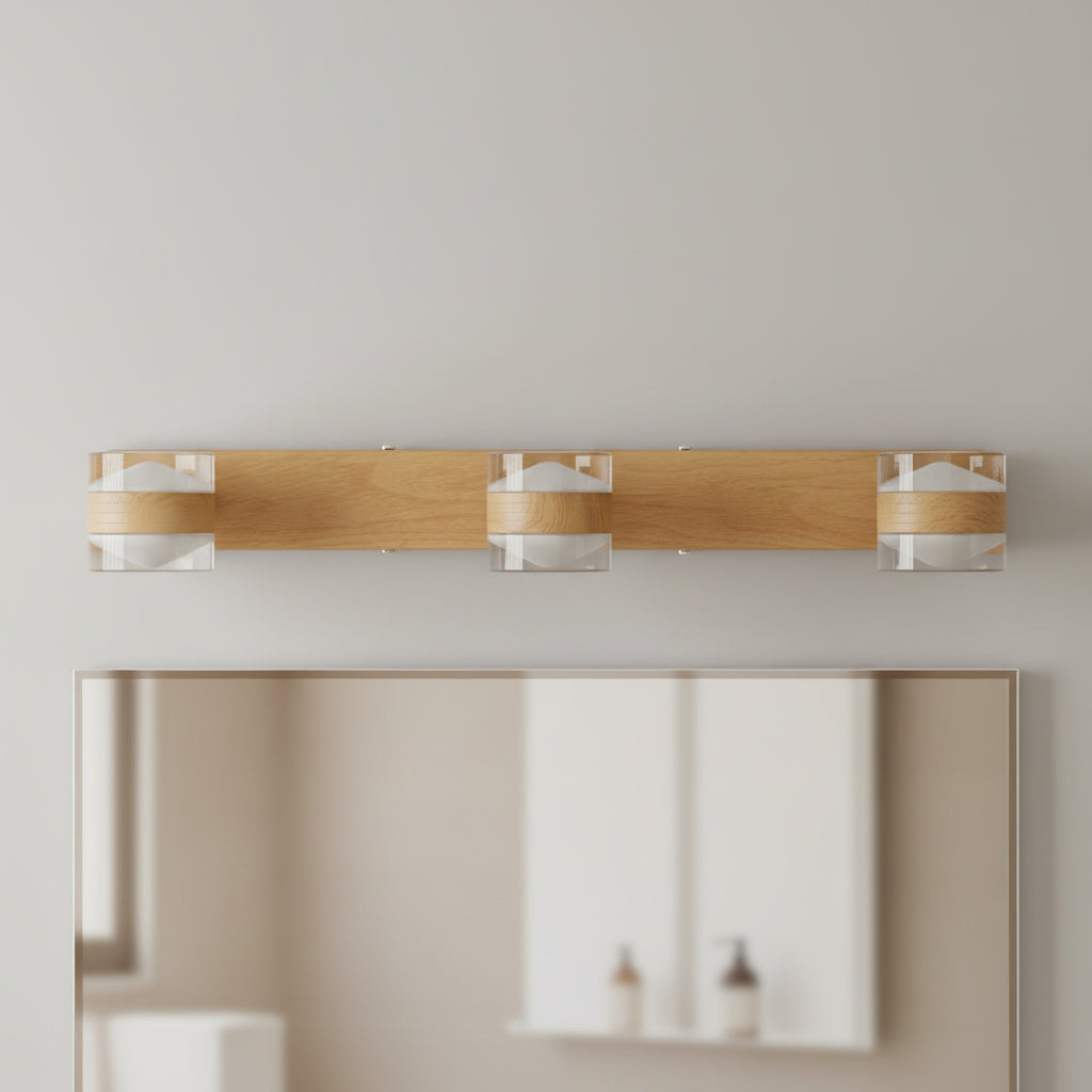 Wooden Mirror Front Vanity Wall Lamp J094/3L