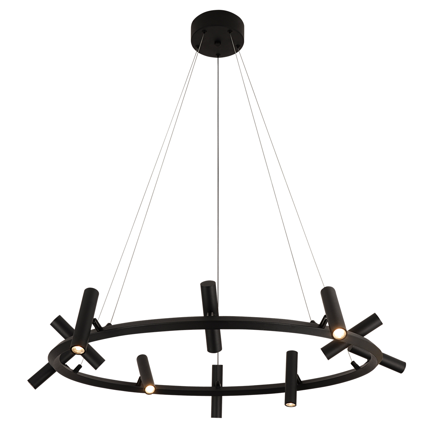 Industrial Matte Black Ring Chandelier M01