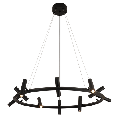 Industrial Matte Black Ring Chandelier M01