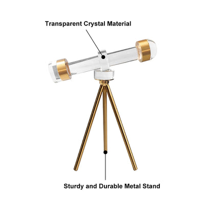 ديكور فني على شكل تلسكوب بلوري حديث مع حامل ثلاثي القوائم من المعدن الذهبي li24/32