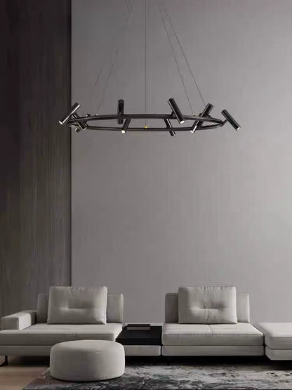 Industrial Matte Black Ring Chandelier M01