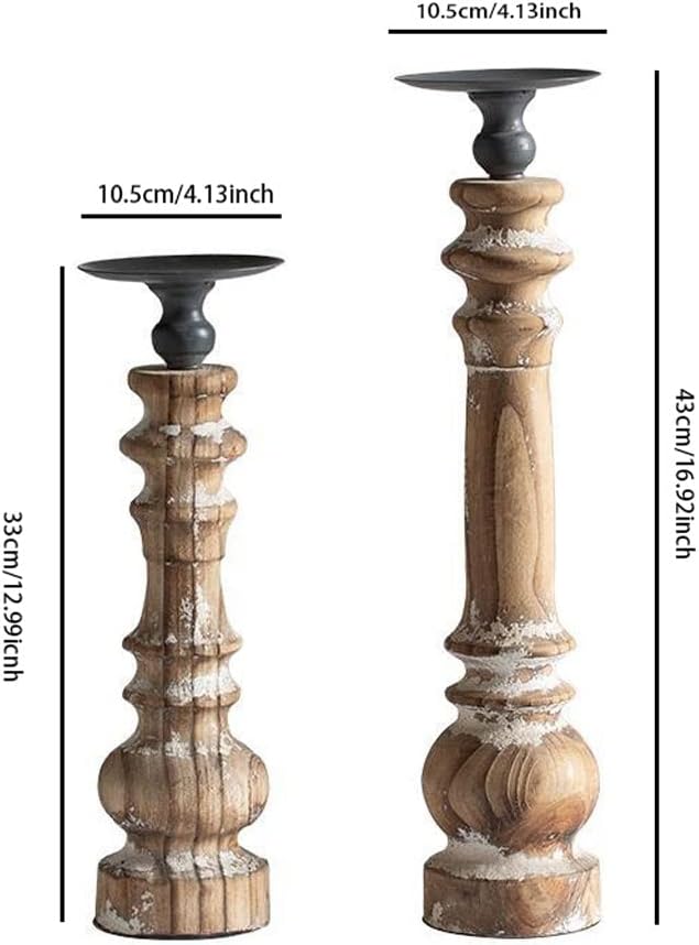 Rustic Wooden Pillar Candle Holders MBK015/MBK016