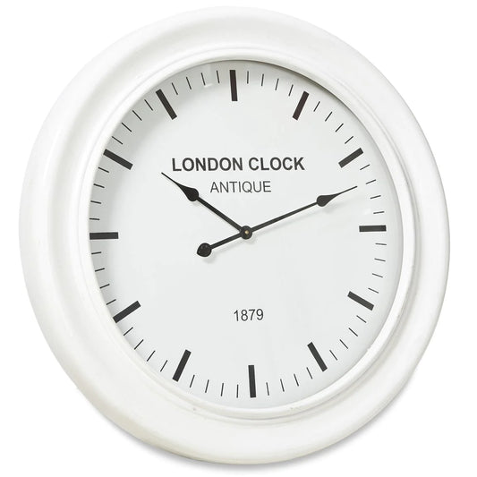 London Classic Wooden Wall Clock, White, 78cm 55131