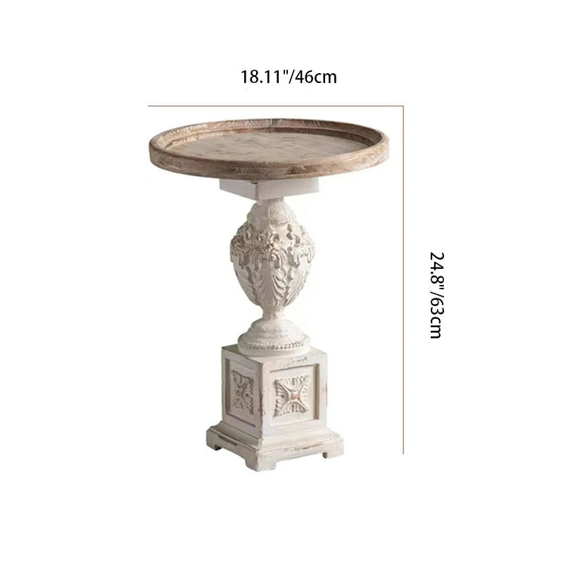 Carved Pedestal Round Side Table A2281