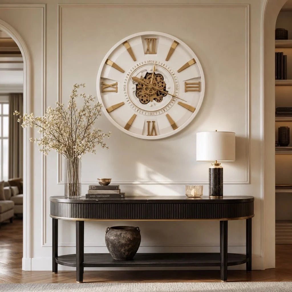 Mid-Century Modern Moving Gear Wall Clock 75018-1