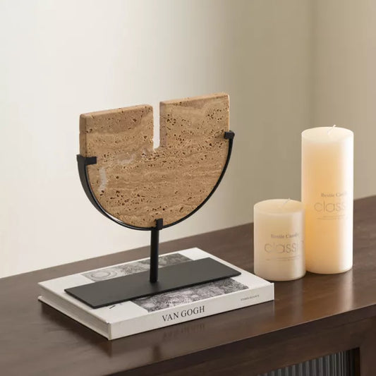 Beige Travertine U-Shape Sculpture Li27/17