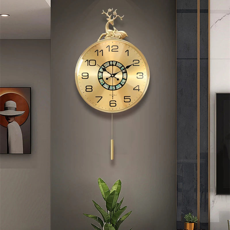 European Style Deer Head Swing Wall Clock 8099S