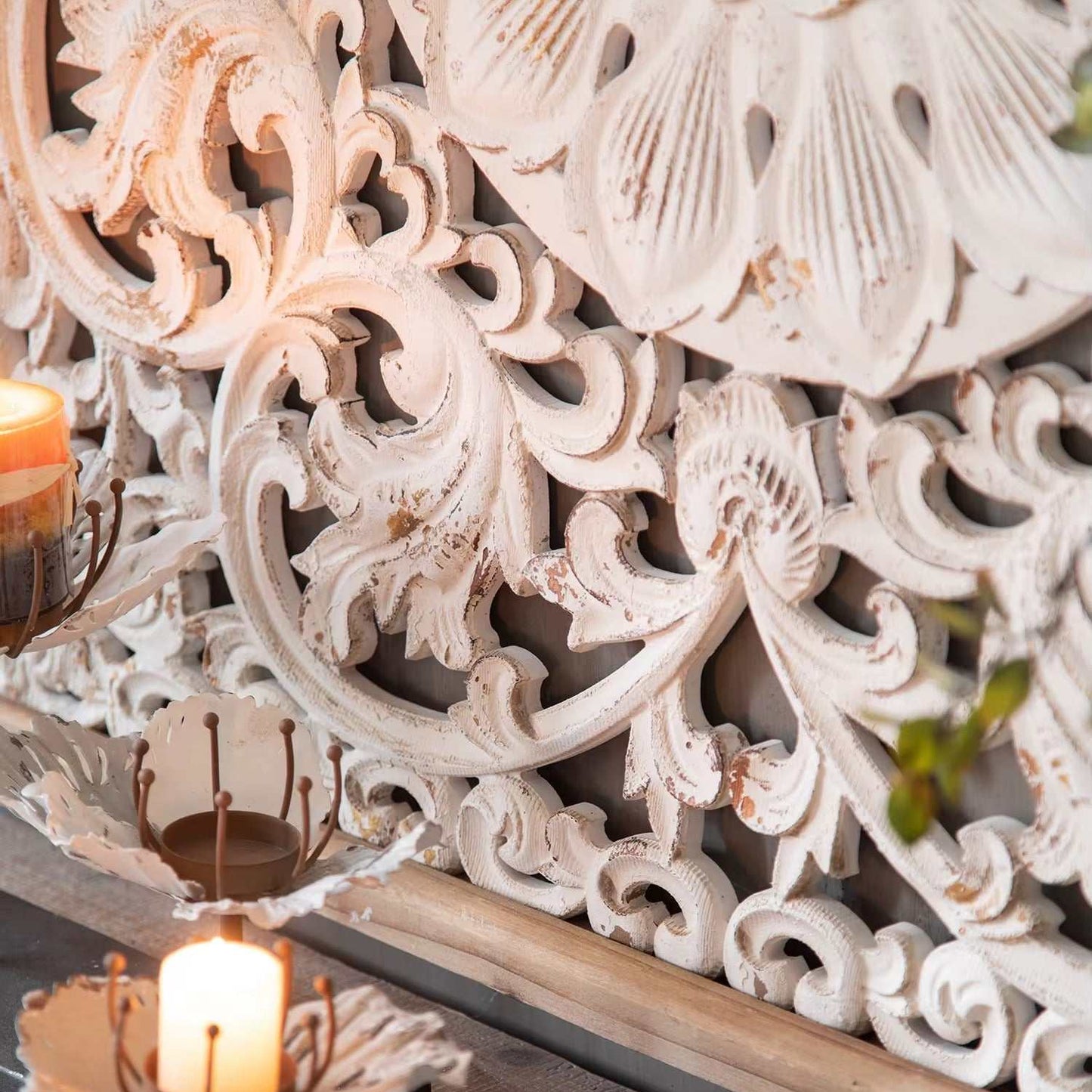 Hand carved Floral Wood Wall Panel A138