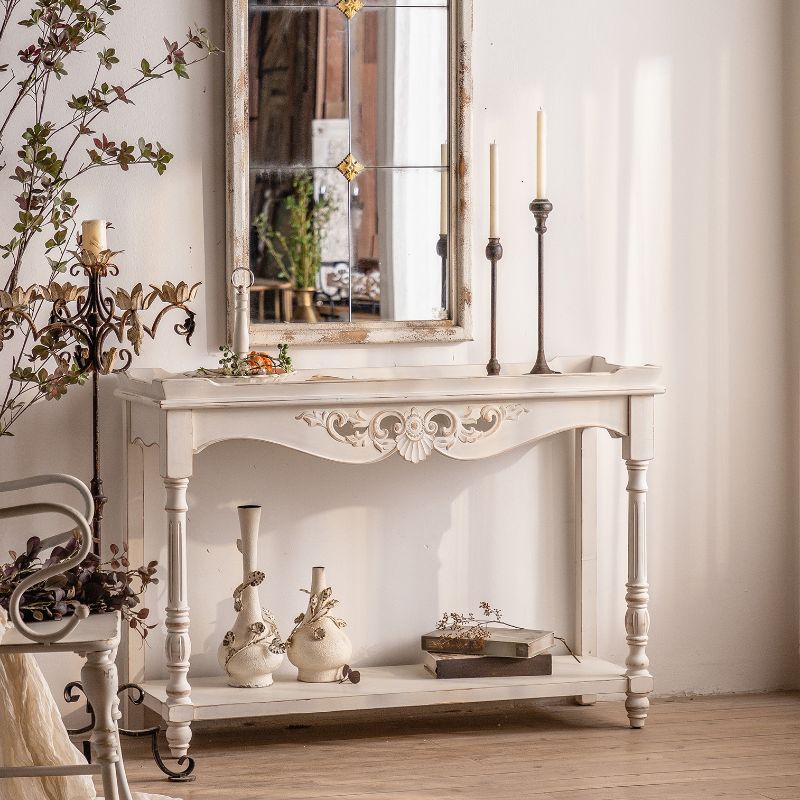 Vintage Detached Entrance Table in Natural Wood with a Timber Tray A2390