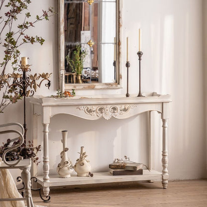 Vintage Detached Entrance Table in Natural Wood with a Timber Tray A2390