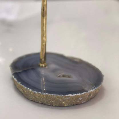 Selenite Flower on Agate Base H638A