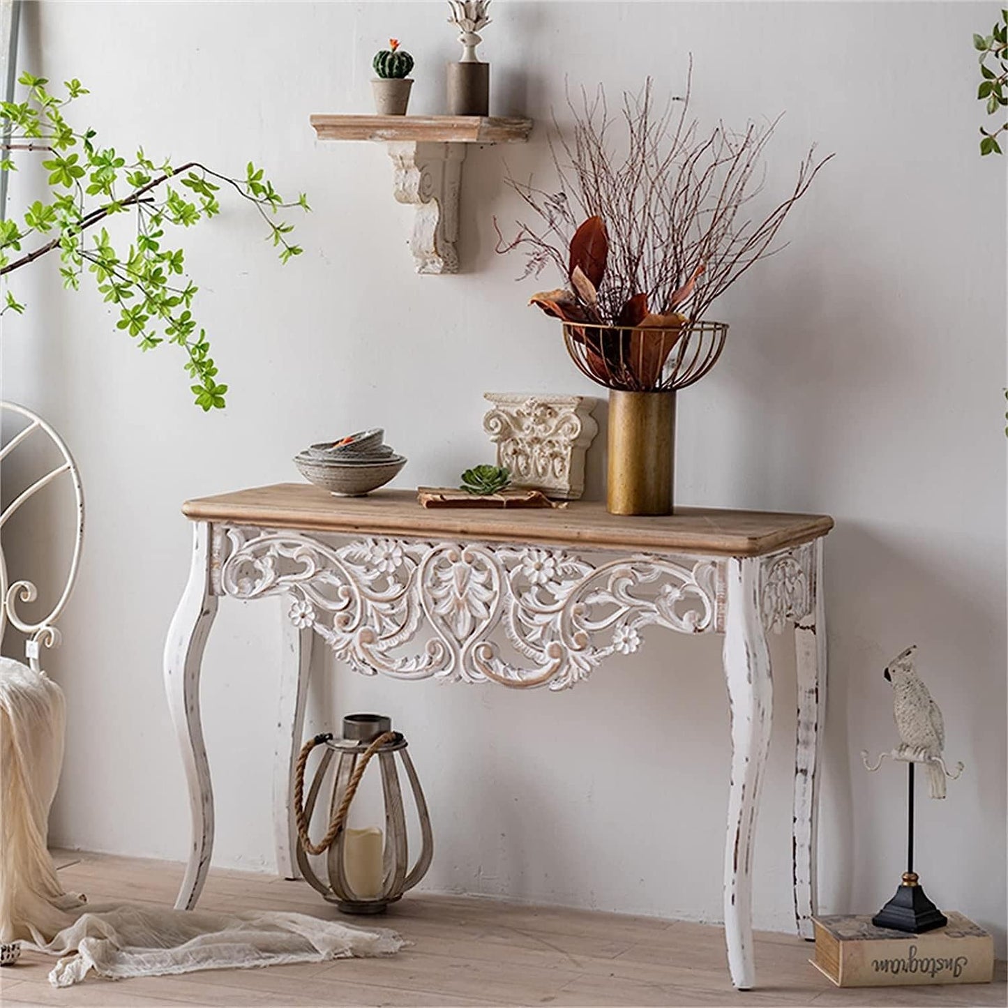 Vintage Rectangular Wood Console table A1662