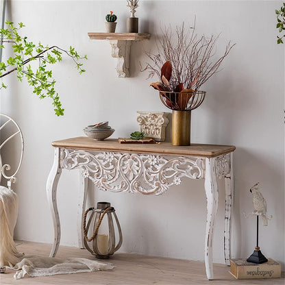 Vintage Rectangular Wood Console table A1662