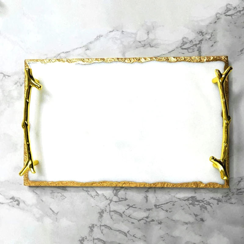 Luxury Marble Tray With Gold Hand li24/53