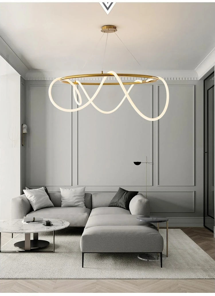 High Brightness Nordic Luxury Hanging Tube LED Pendant Chandelier for Living Room Dining Room Bedroom Decoration Ornament D200308/φ800