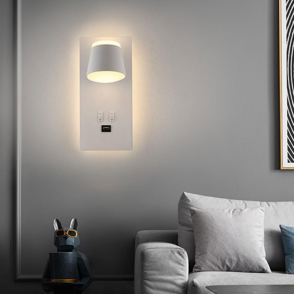 Modern LED Wall Lamp with USB Charging W468/1WH
