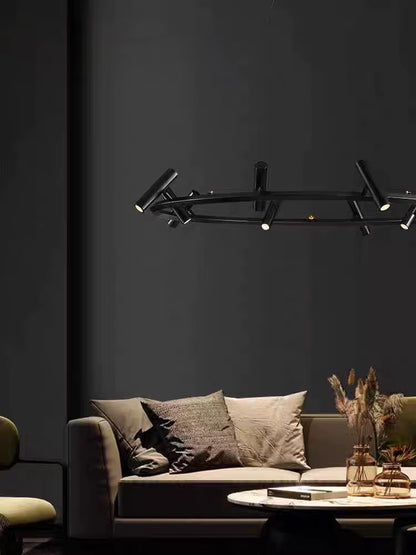 Industrial Matte Black Ring Chandelier M01