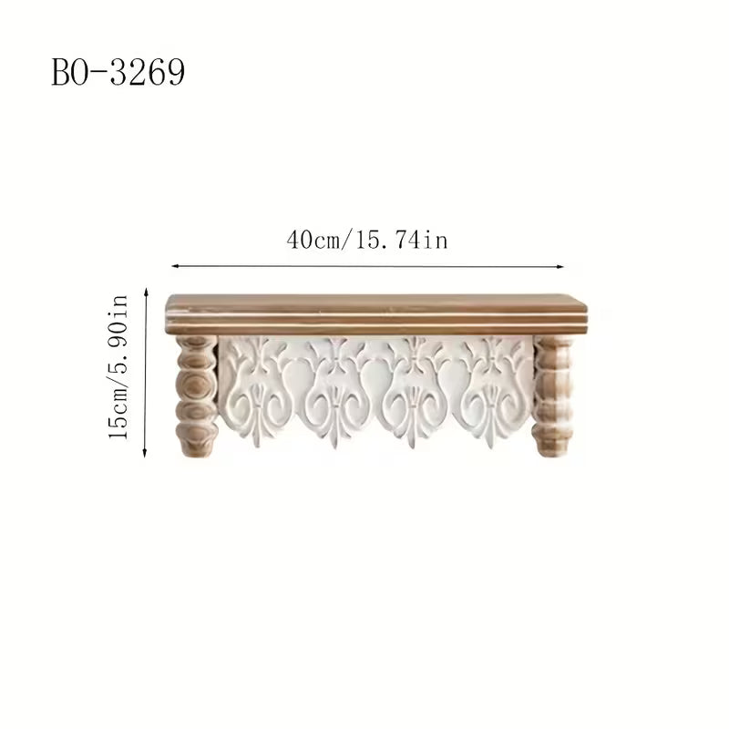 French Country Carved Apron Floating Wall Shelves