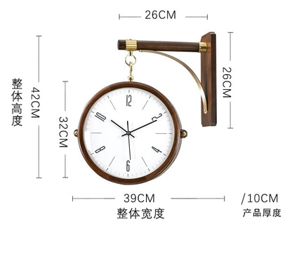 Vintage Wooden Double Sided Wall Clock S002