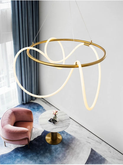 High Brightness Nordic Luxury Hanging Tube LED Pendant Chandelier for Living Room Dining Room Bedroom Decoration Ornament D200308/φ800