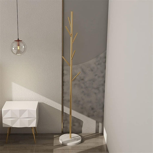 8-Hooks Metal And Marble Coat Floor Stand