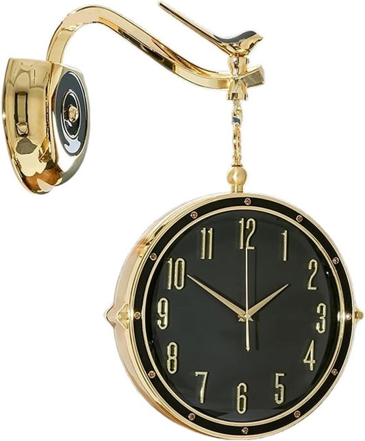 Black And Gold Color Double Sided Wall Clock 20001B