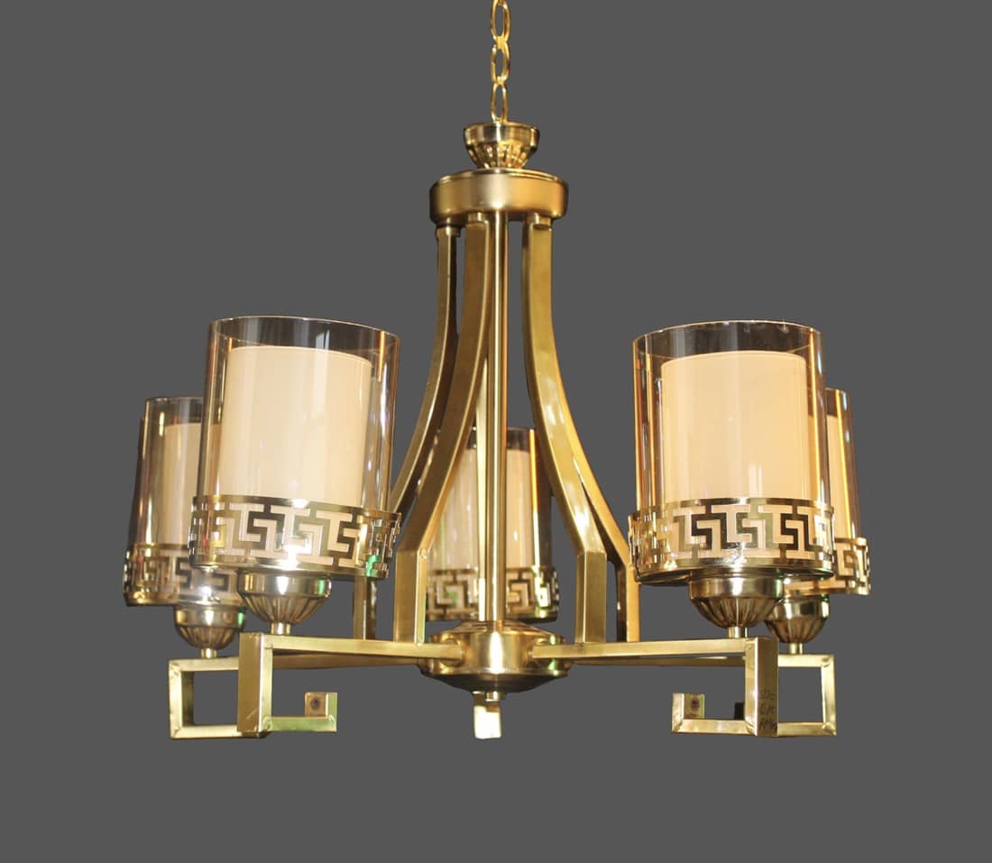 Metal Frame and 5 Glass Chandelier 9675-5