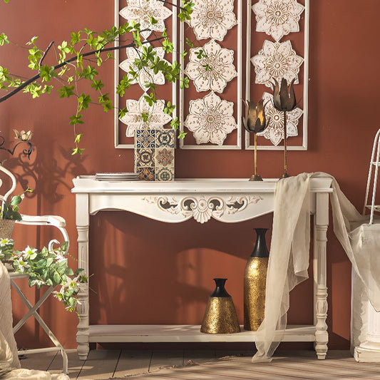 Vintage Detached Entrance Table in Natural Wood with a Timber Tray A2390