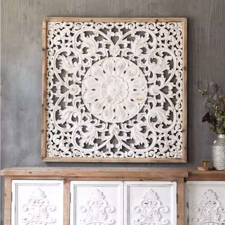 Hand carved Floral Wood Wall Panel A138