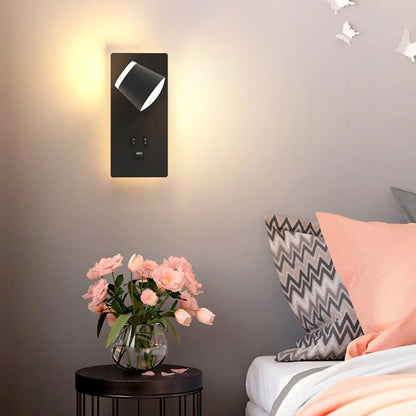 Modern LED Wall Lamp with USB Charging W468/1BK