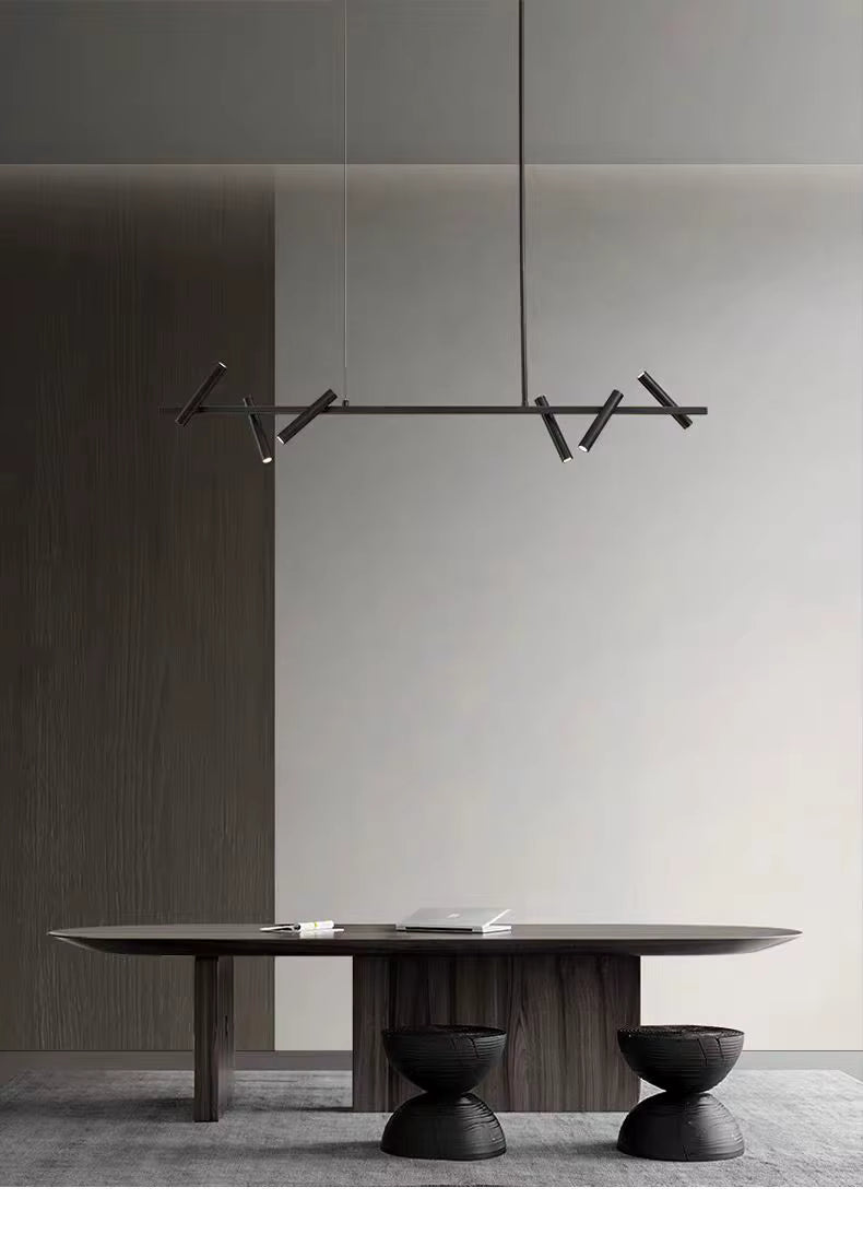Industrial Matte Black Chandelier M01-6L