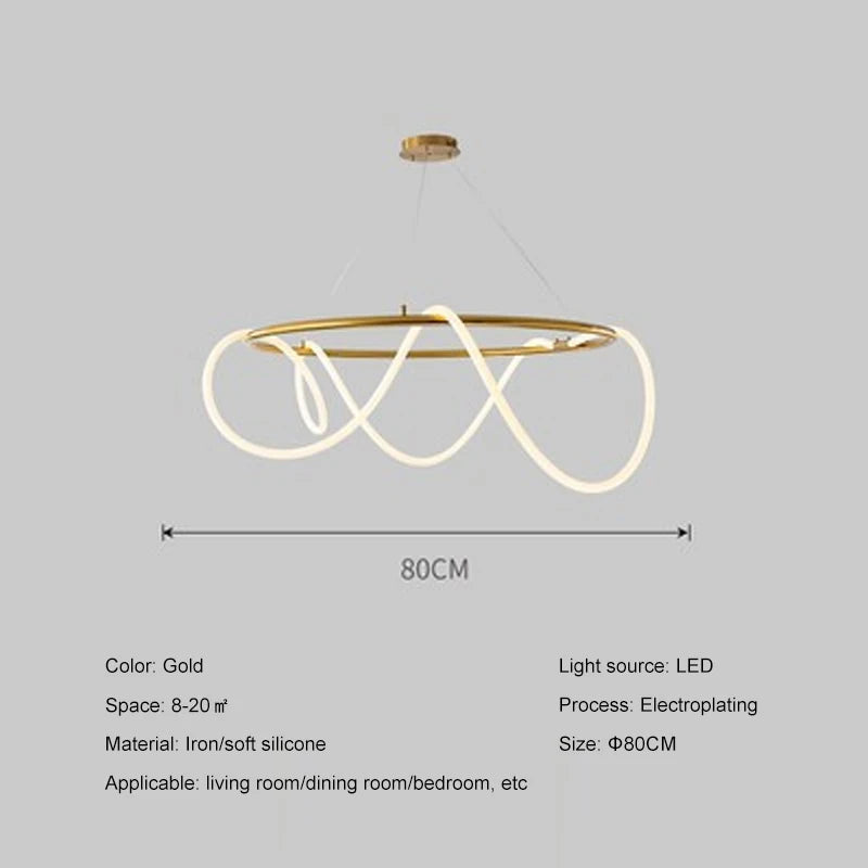 High Brightness Nordic Luxury Hanging Tube LED Pendant Chandelier for Living Room Dining Room Bedroom Decoration Ornament D200308/φ800