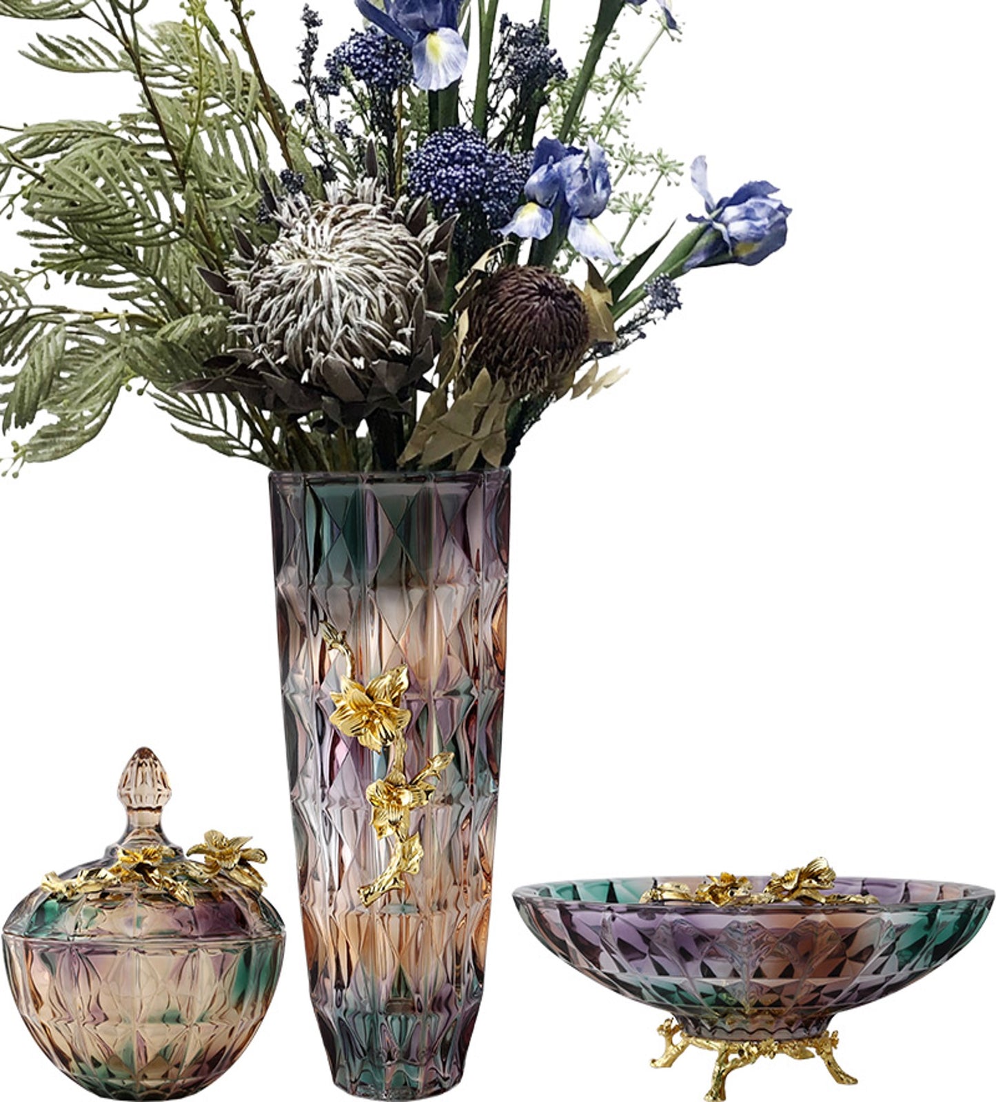 Colorful  Crystal Glass Vase SET