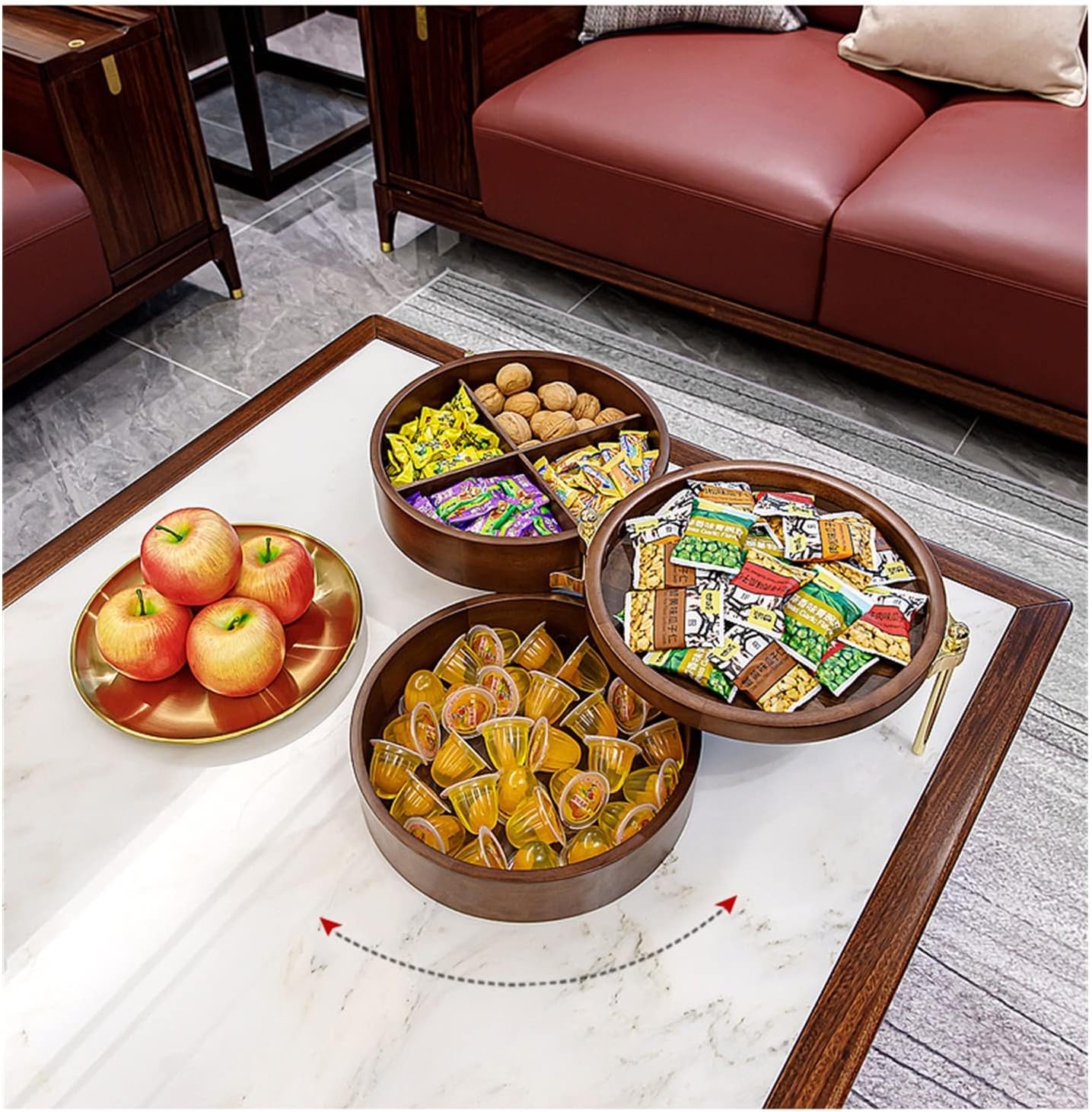 Fruit Bowl Wooden Double-Layer Fruit Tray