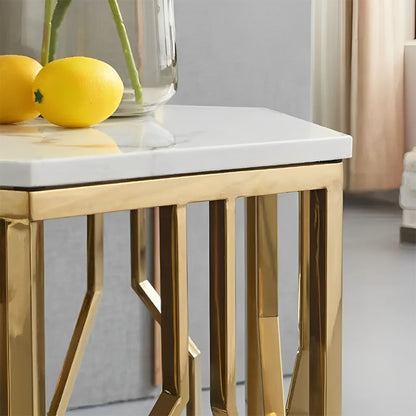 Side Table with Marble Tabletop & Stainless Steel Base B-2#