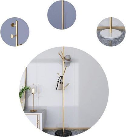 8-Hooks Metal And Marble Coat Floor Stand