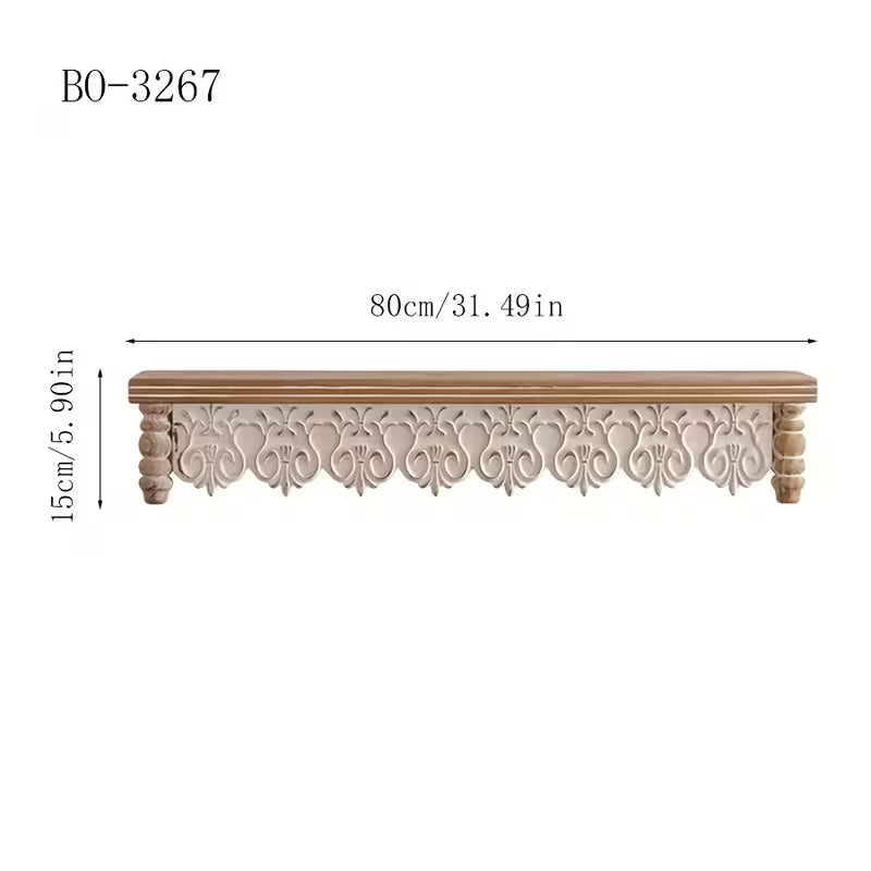 French Country Carved Apron Floating Wall Shelves