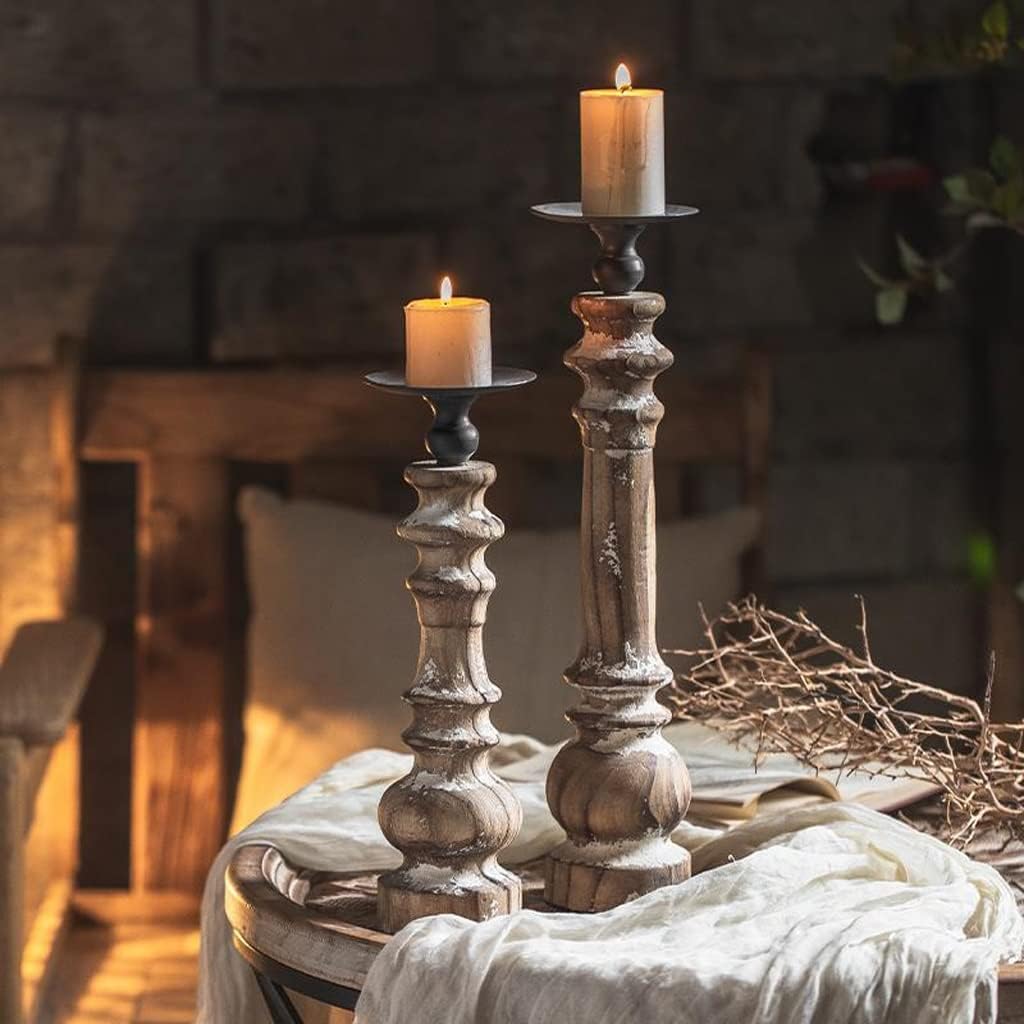 Rustic Wooden Pillar Candle Holders MBK015/MBK016