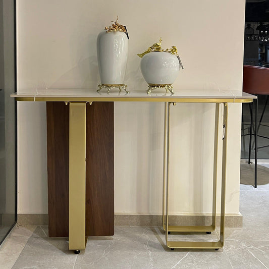 Iron console Table with wood and Marble Top CNS-2024