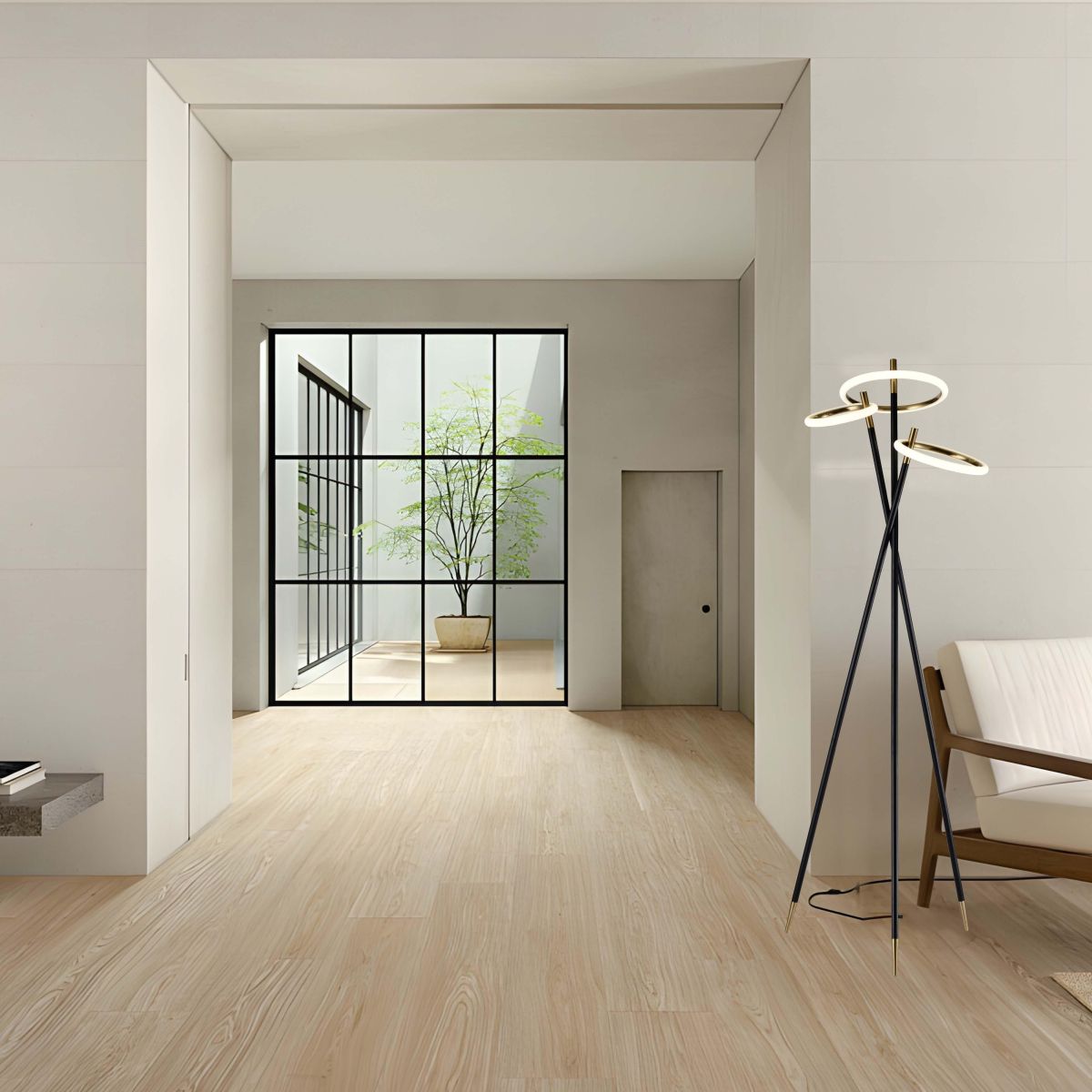 Modern Black and Gold Tripod Floor Lamp ML2925-3D