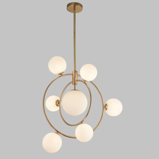 Mid century modern Chandelier 7-globes, Italy 1950s Mid-20th century