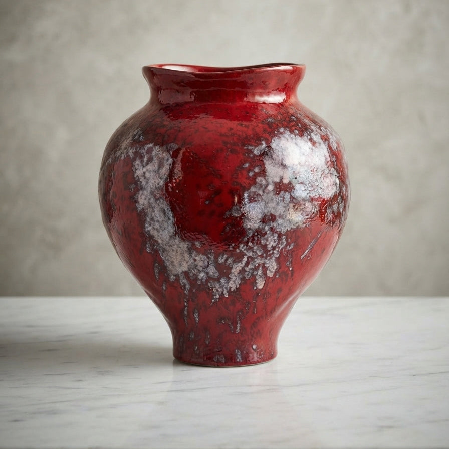 Crimson Artisanal Ceramic Vase li36