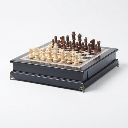 Wooden Chess Set with Built-in Storage Drawer Li27/16