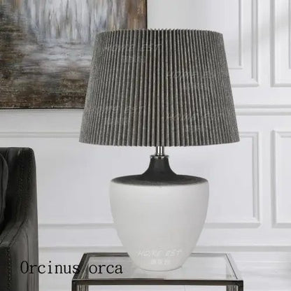 Table Lamp with a Brown Textured Base