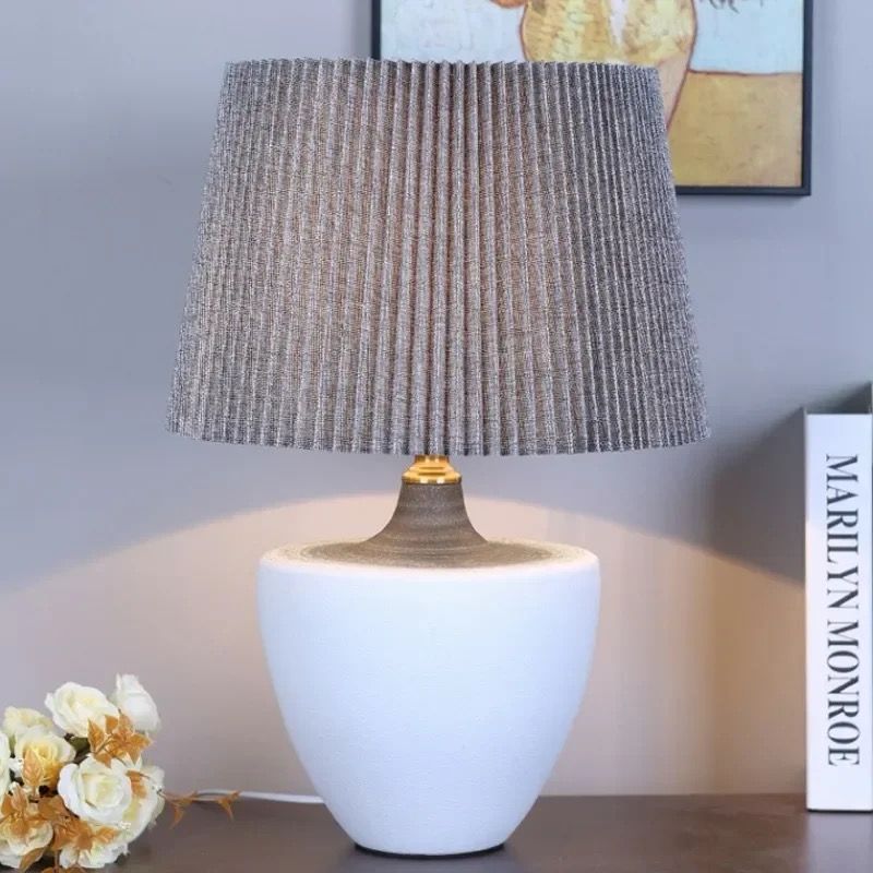 Table Lamp with a Brown Textured Base