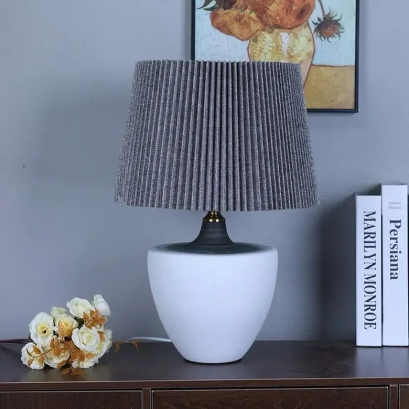 Table Lamp with a Brown Textured Base