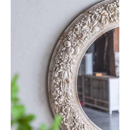 Floria Mirror - Ornate Floral Round Wall Mirror A2309