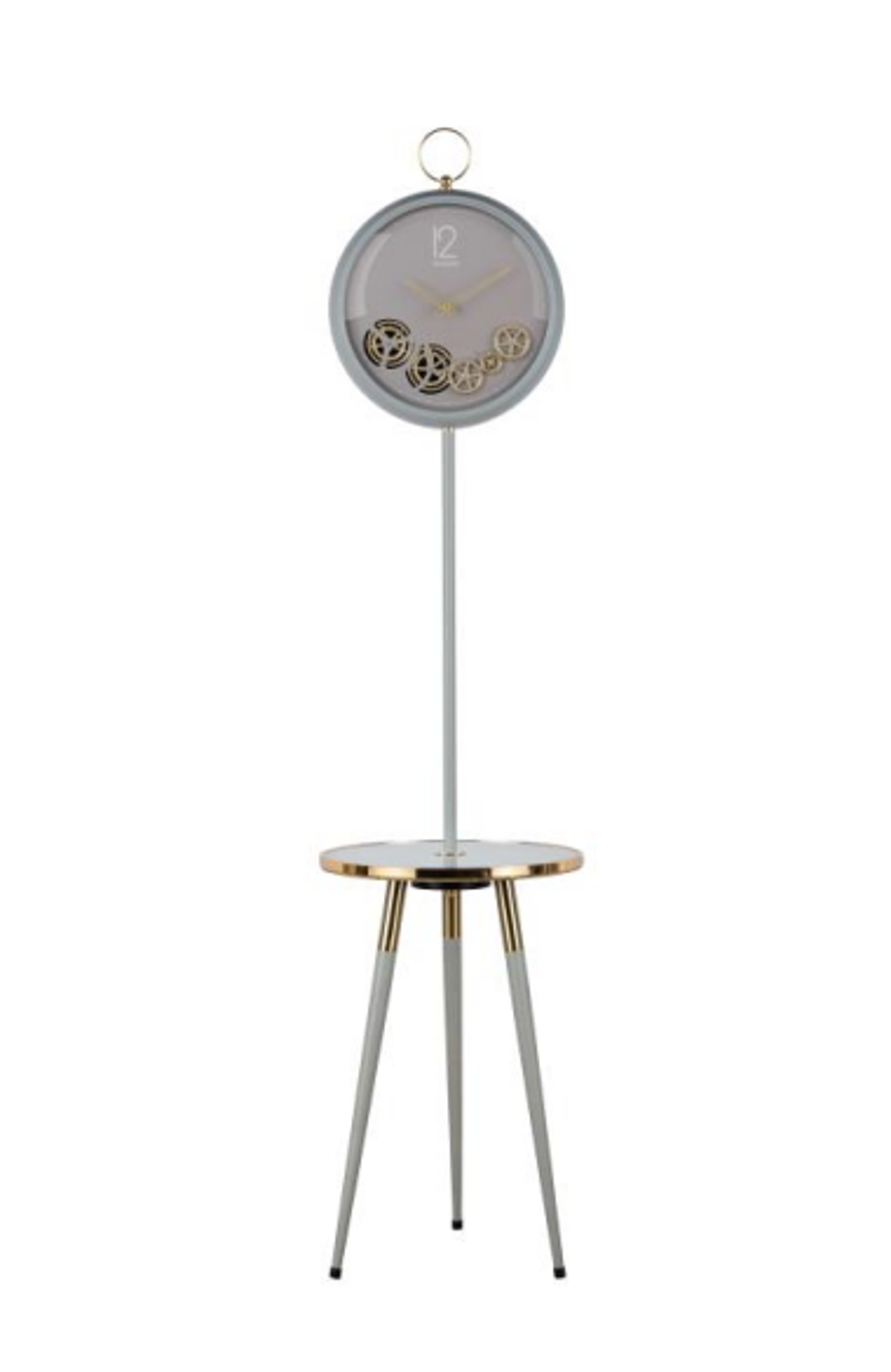 Gray Color Floor Clock with table end charger