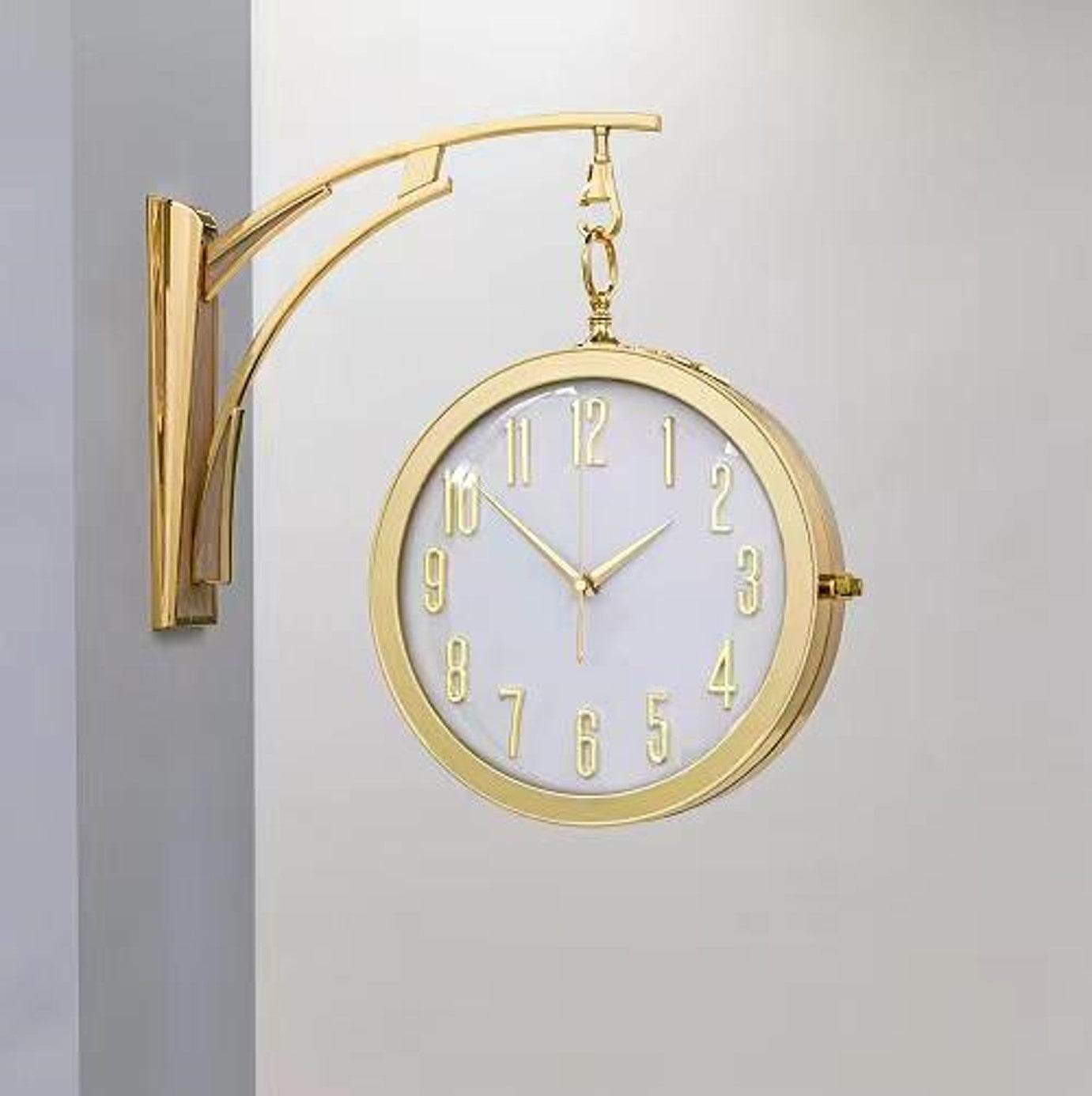 Double Sided Gold Wall Clock