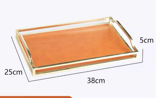 Orange Leather Serving Tray